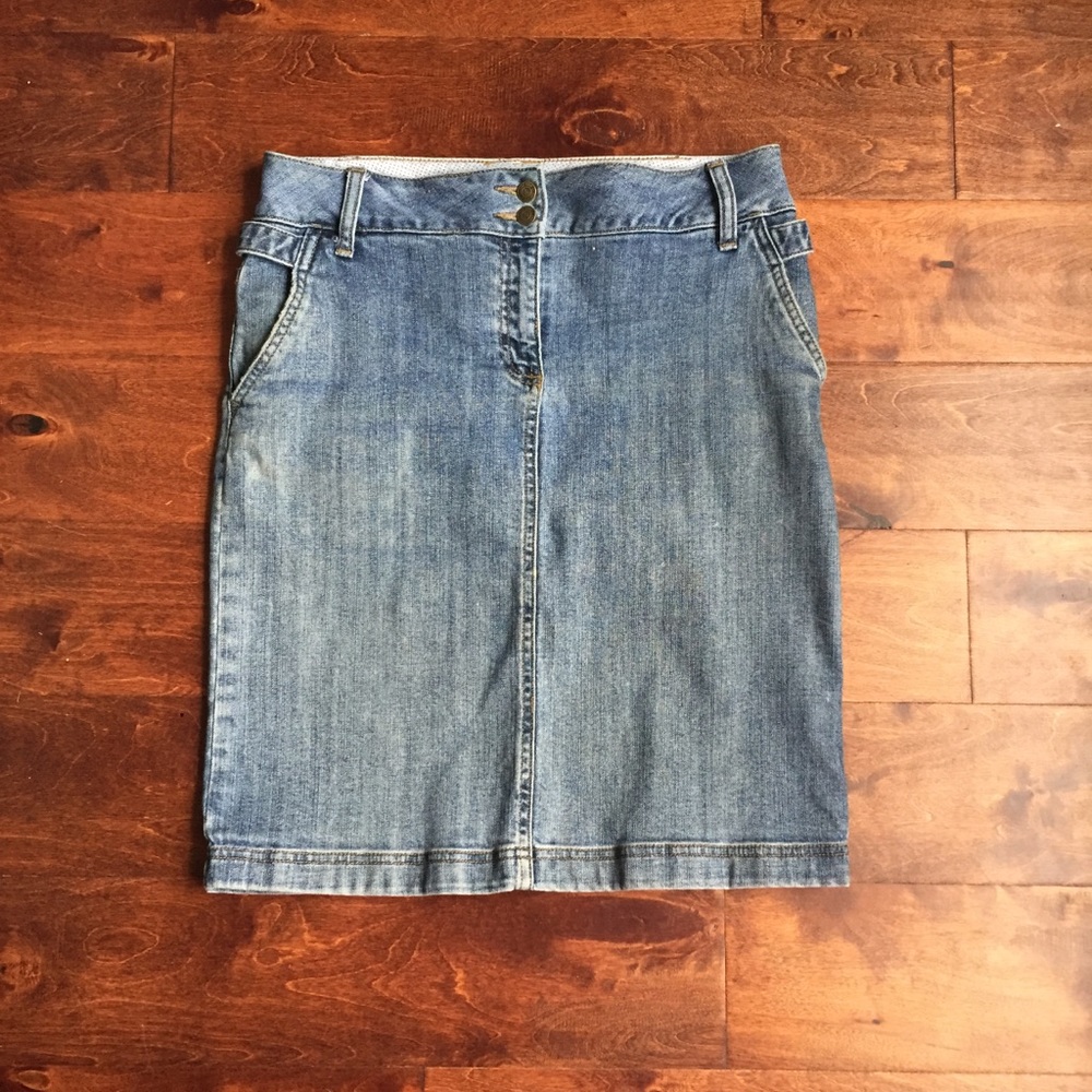 Lands End Knee Length Denim Skirt